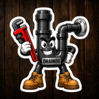 Drainos Plumber Mascot Vinyl Sticker