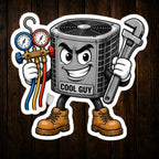 Cool Guy HVAC Technician Mascot Vinyl Sticker