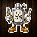 Sparky Electrician Mascot Vinyl Sticker