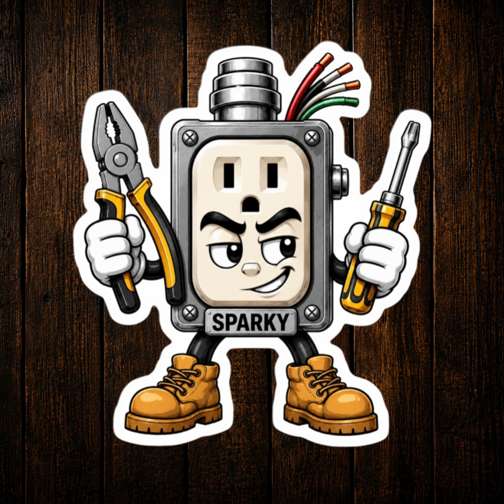 Sparky Electrician Mascot Vinyl Sticker