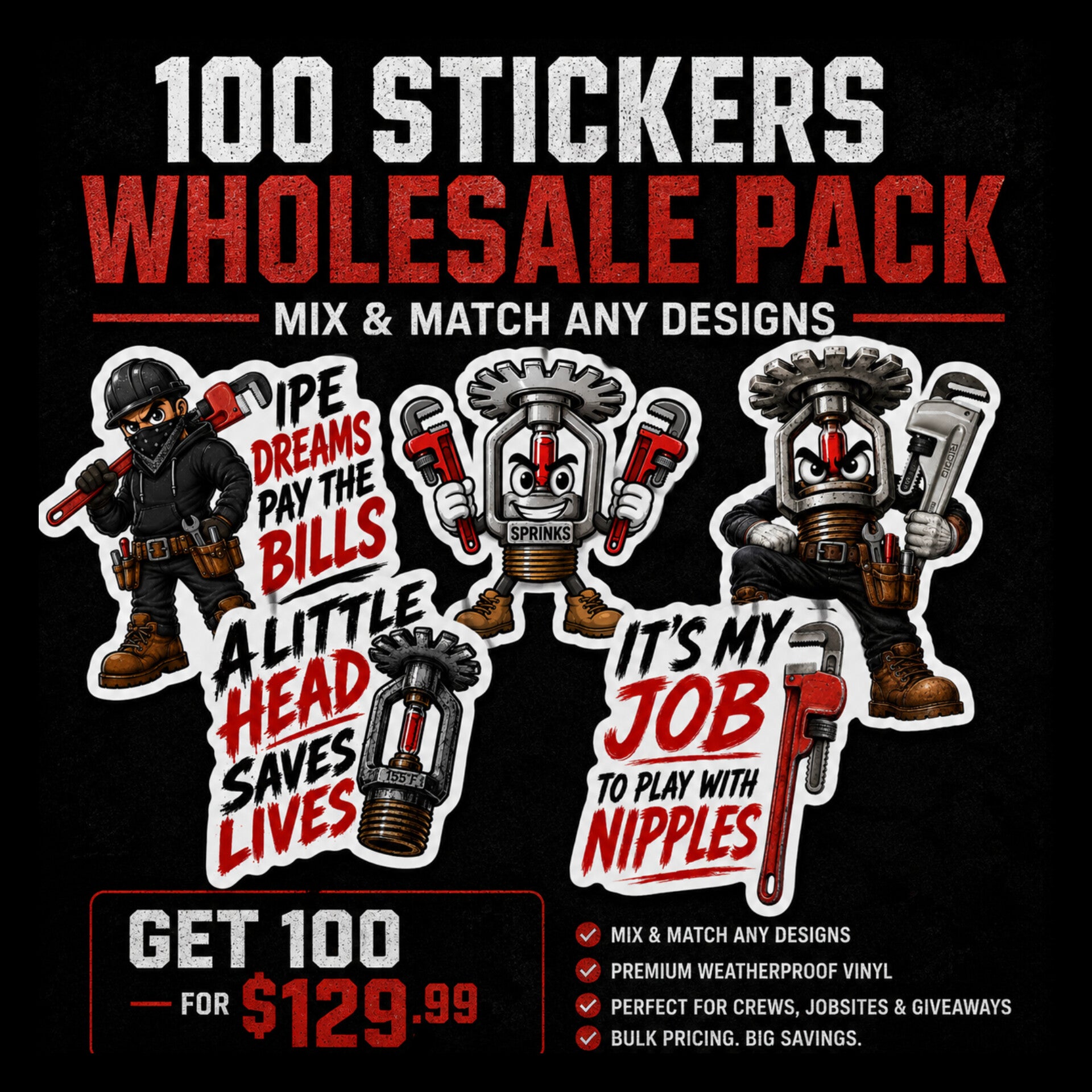 100 Sticker Wholesale Pack – Single Design