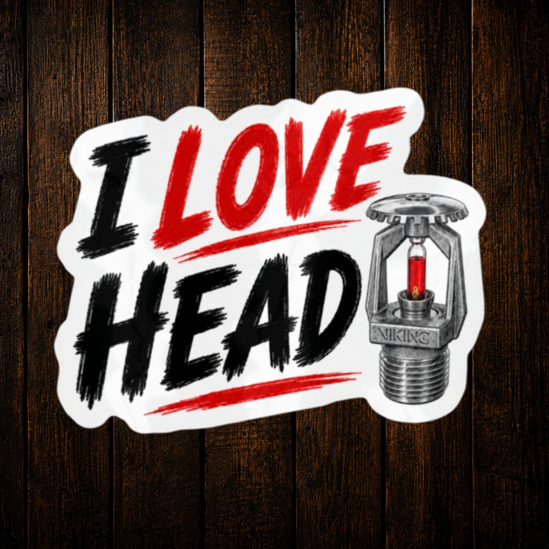 I Love Head Fire Sprinkler Vinyl Sticker