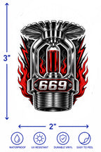669 Fire Sprinkler Head Vinyl Sticker