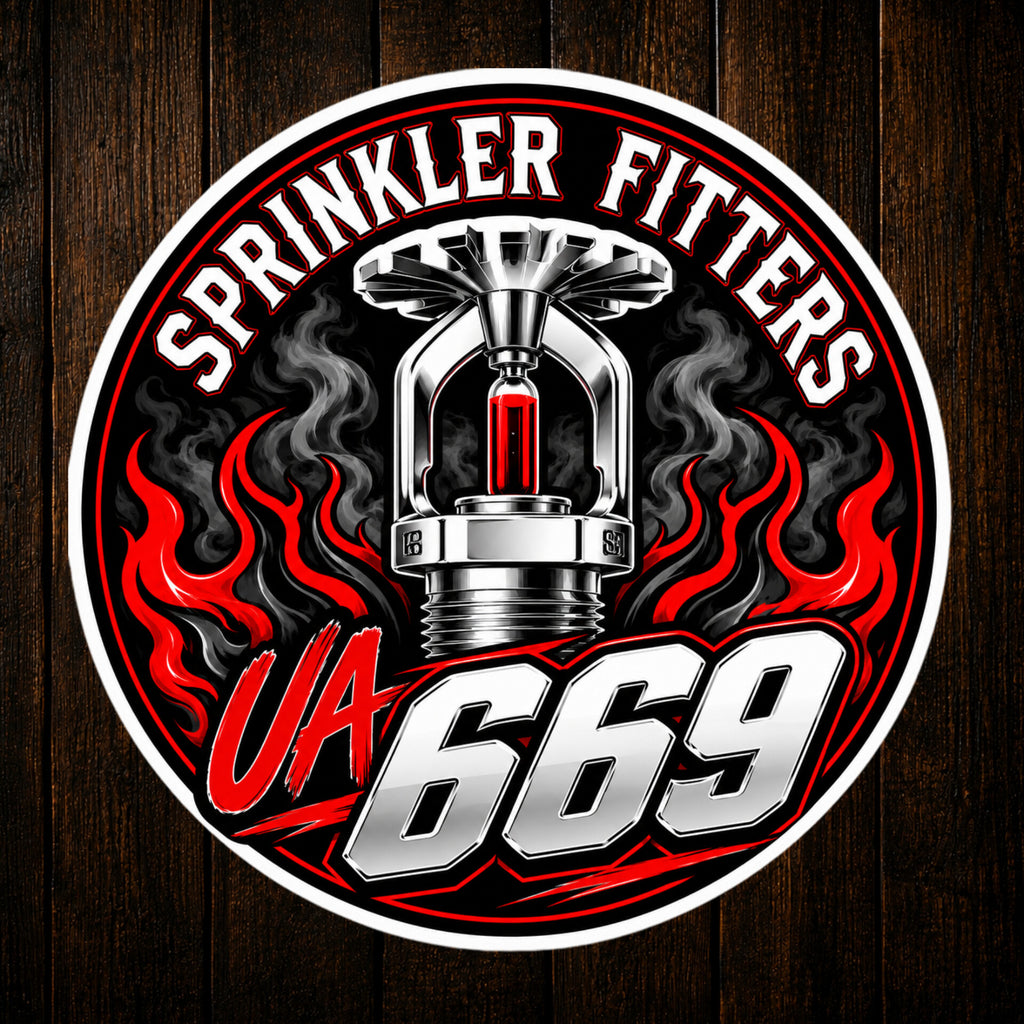 UA 669 Sprinkler Fitters Round Vinyl Sticker
