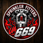 UA 669 Sprinkler Fitters Round Vinyl Sticker