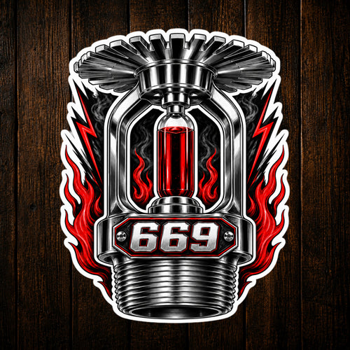 669 Fire Sprinkler Head Vinyl Sticker