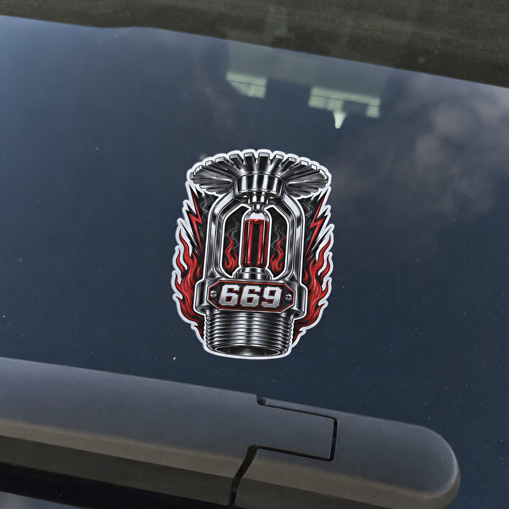 669 Fire Sprinkler Head Vinyl Sticker