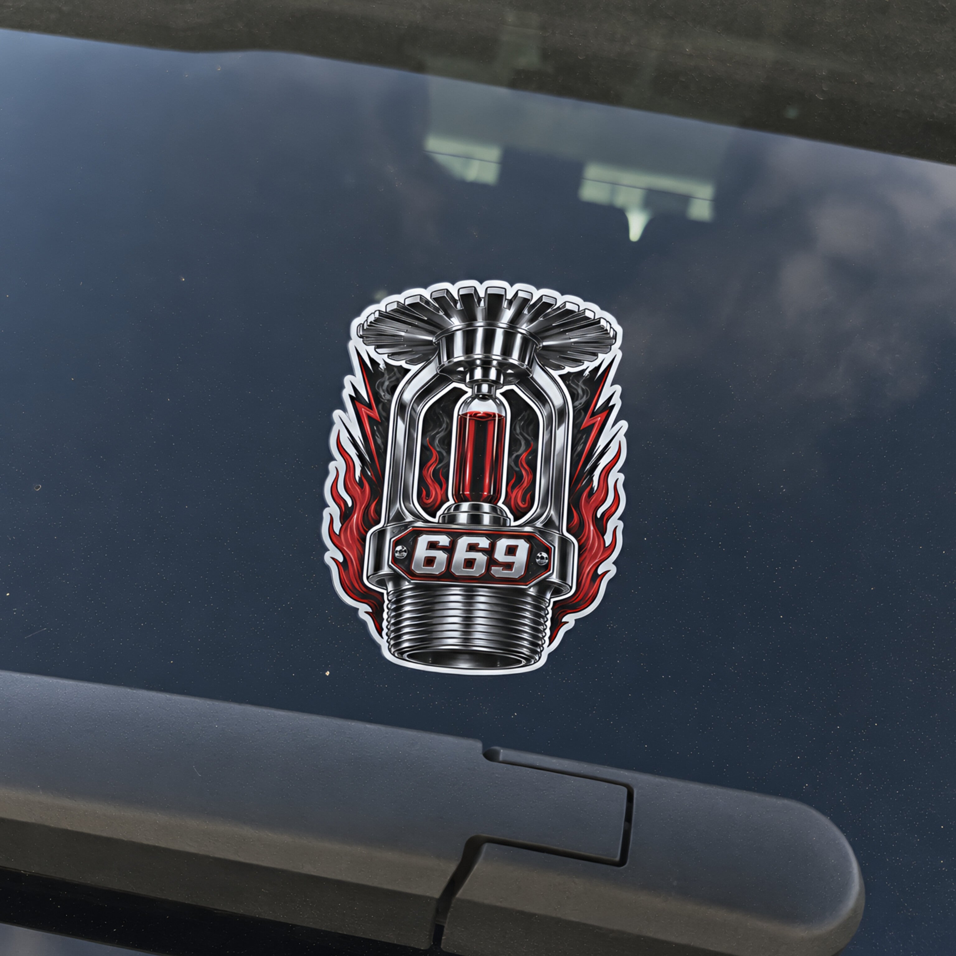 669 Fire Sprinkler Head Vinyl Sticker