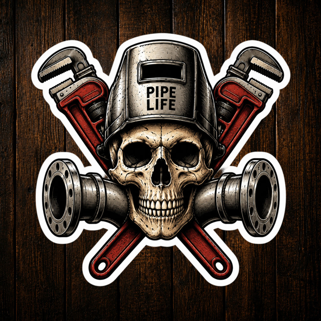Pipe Life Skull Vinyl Sticker