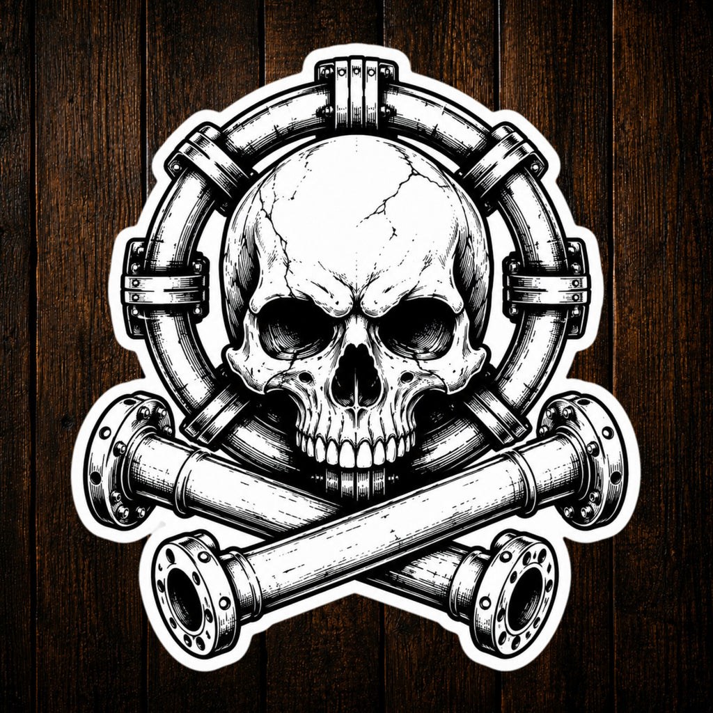 Pipe Skull Crossbones Vinyl Sticker