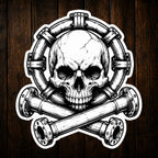 Pipe Skull Crossbones Vinyl Sticker
