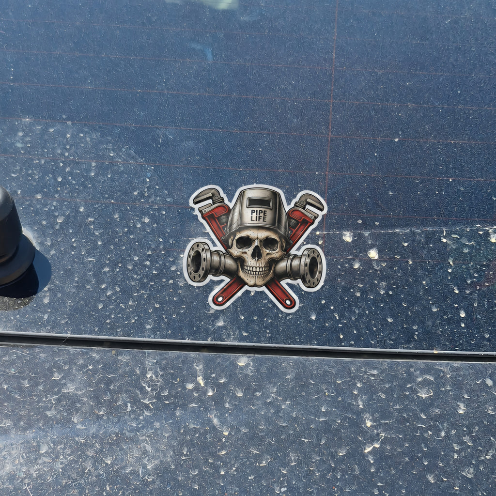 Pipe Life Skull Vinyl Sticker