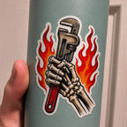 Skeleton Hand Pipe Wrench Vinyl Sticker
