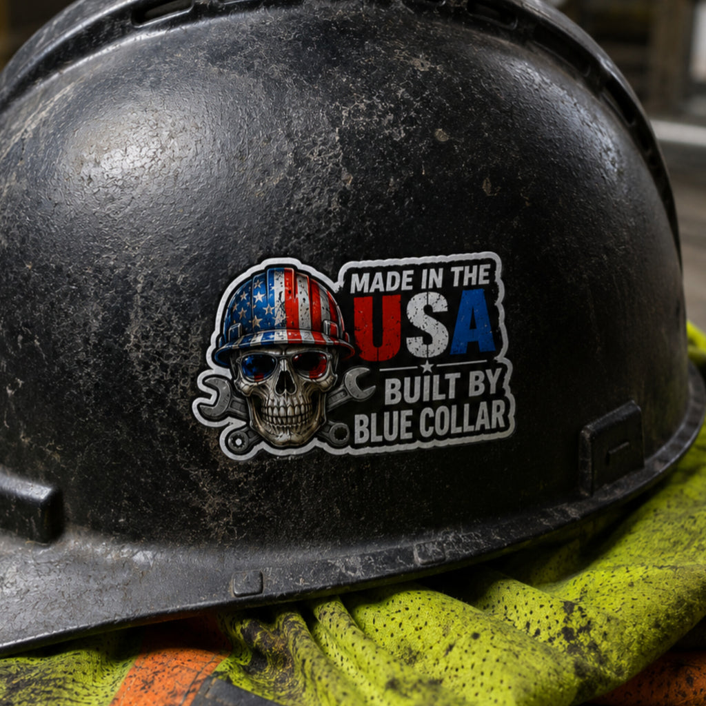 Made in the USA Built by Blue Collar Vinyl Sticker