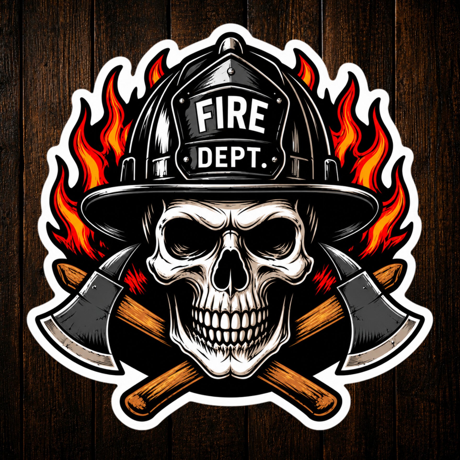 Fire Dept Skull Firefighter Sticker