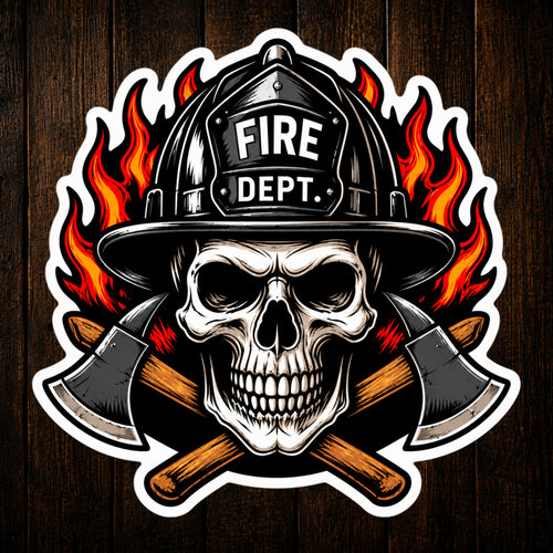 Fire Dept Skull Firefighter Sticker