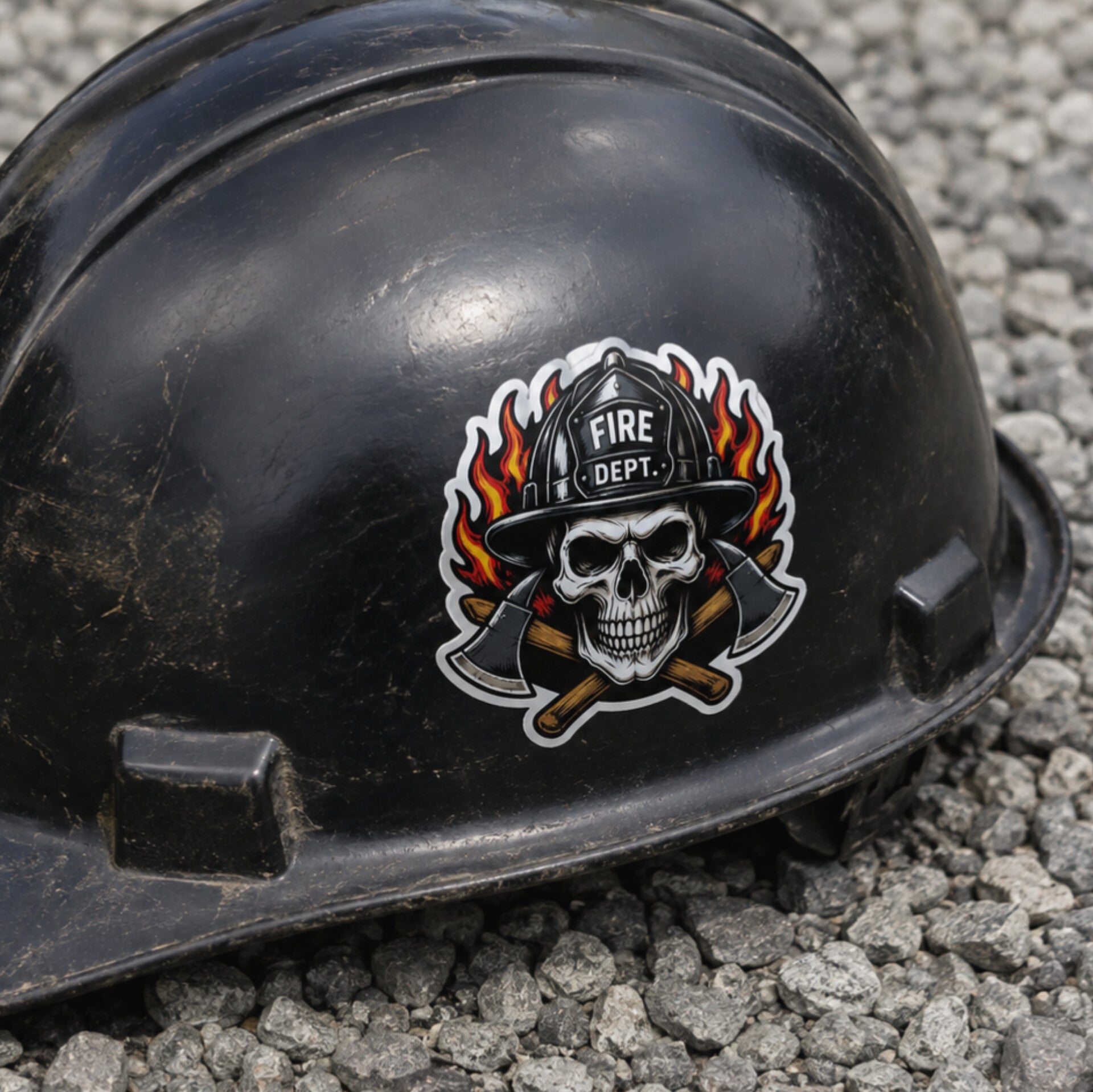 Fire Dept Skull Firefighter Sticker