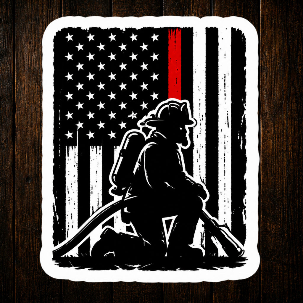 Thin Red Line Firefighter Sticker