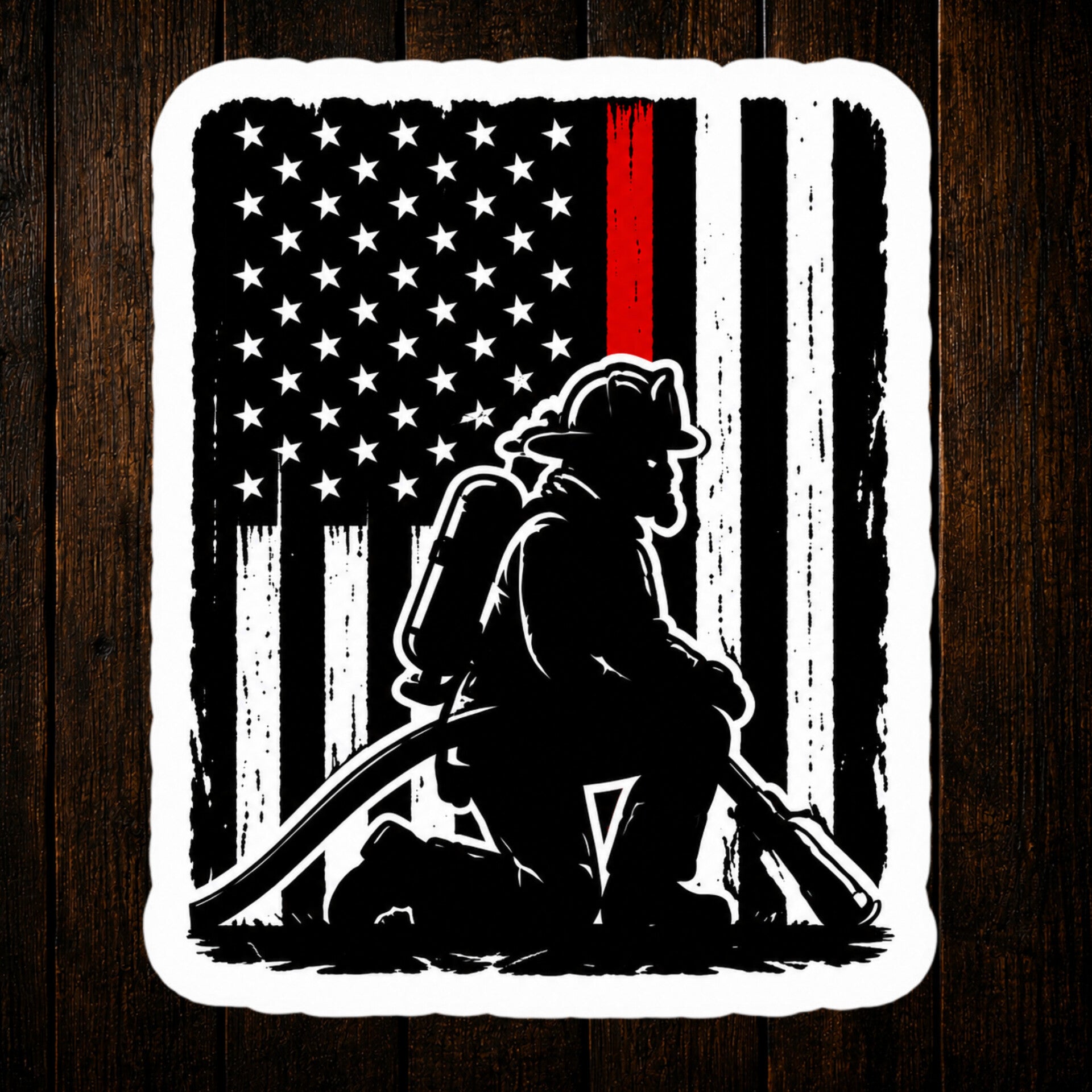 Thin Red Line Firefighter Sticker