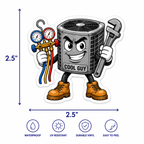Cool Guy HVAC Technician Mascot Vinyl Sticker