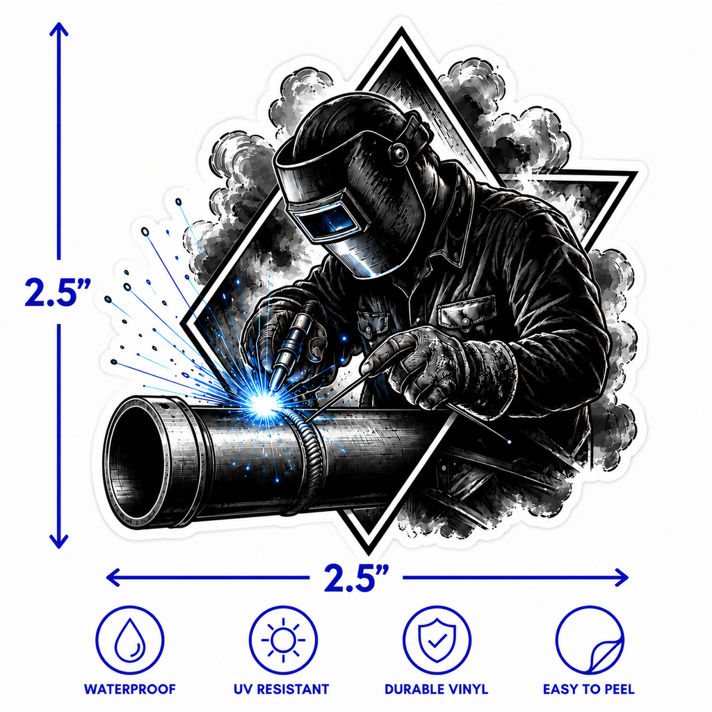 Pipe Welder at Work Vinyl Sticker