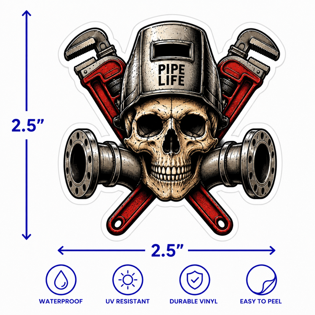 Pipe Life Skull Vinyl Sticker