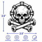 Pipe Skull Crossbones Vinyl Sticker