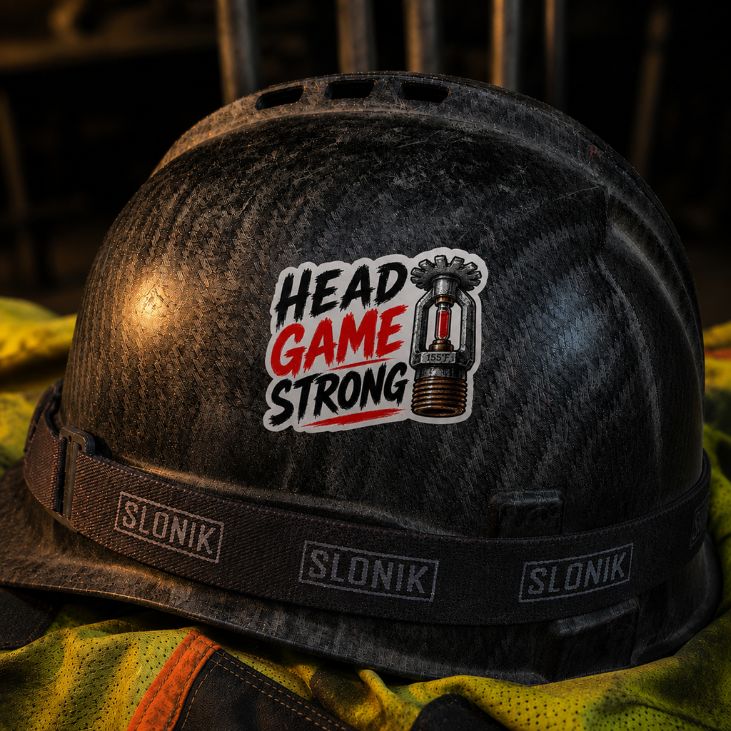 Head Game Strong Vinyl Fire Sprinkler Fitter Sticker