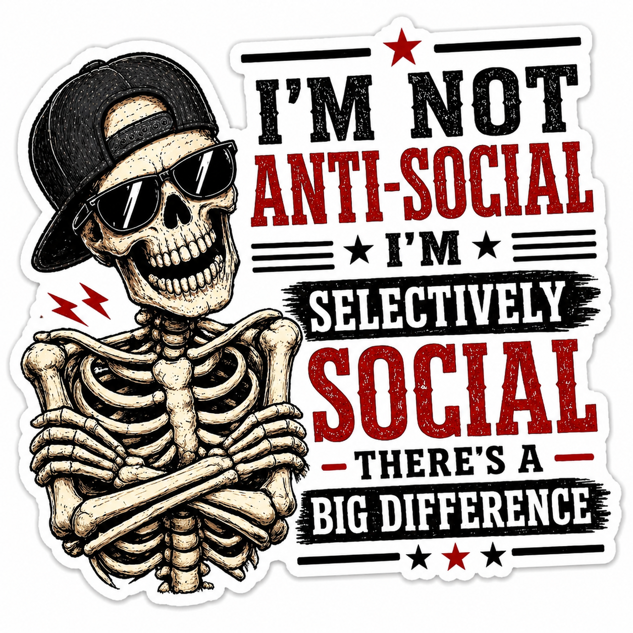 Not Anti-Social I’m Selectively Social Sticker