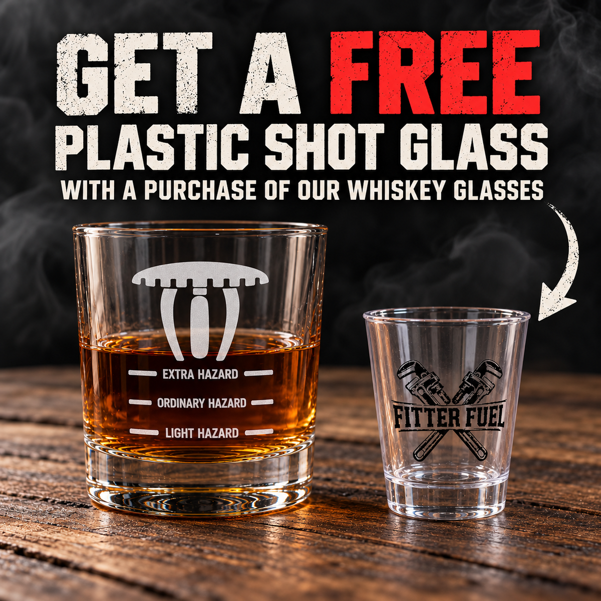 Sprinkler Fitter Hazard Level Whiskey Glass – Engraved 10.5 oz Rocks Glass