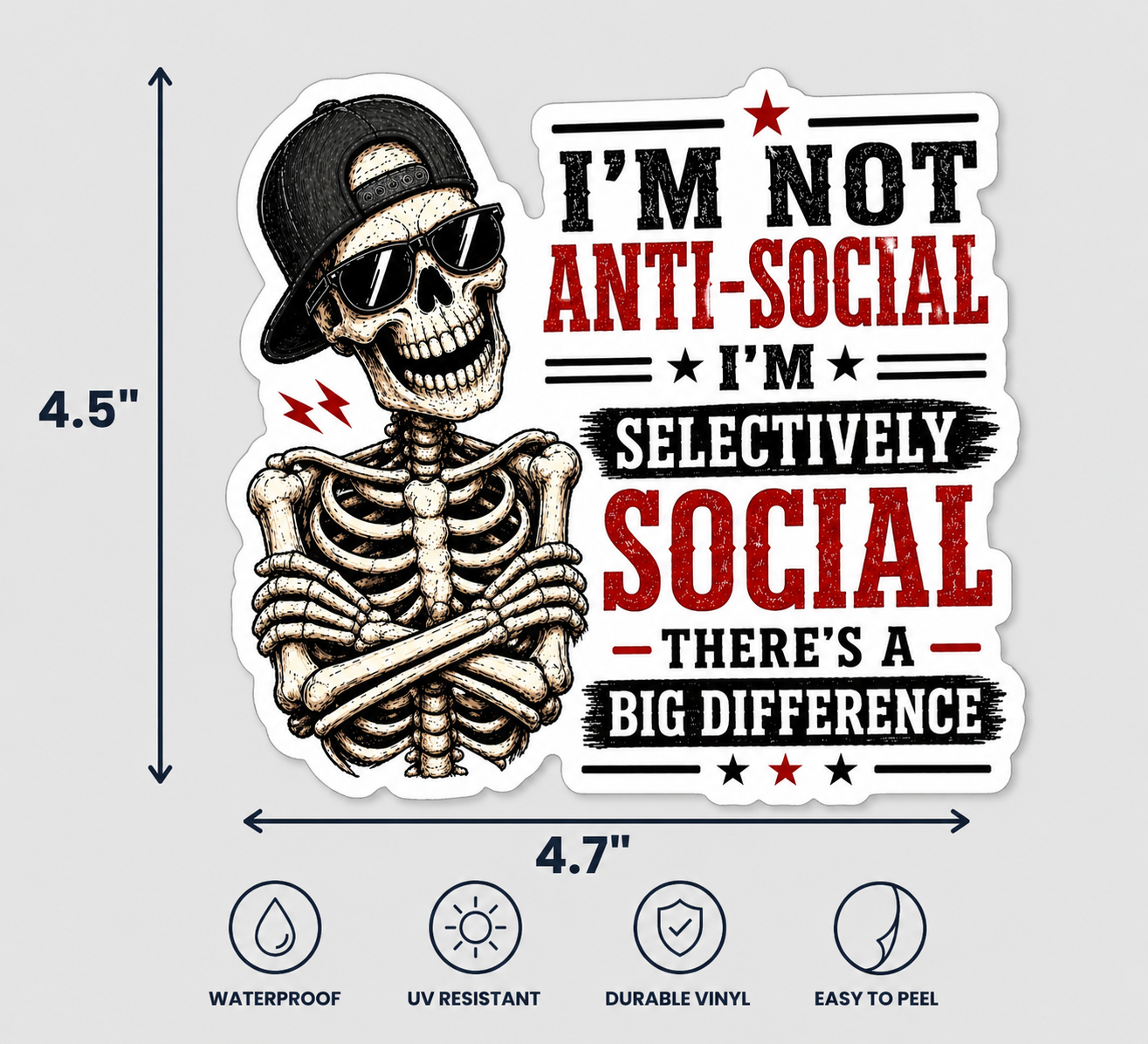 Not Anti-Social I’m Selectively Social Sticker