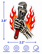 Skeleton Hand Pipe Wrench Vinyl Sticker