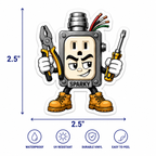 Sparky Electrician Mascot Vinyl Sticker