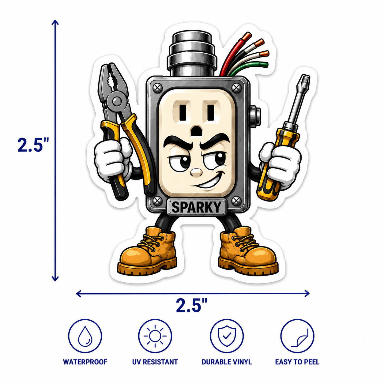 Sparky Electrician Mascot Vinyl Sticker