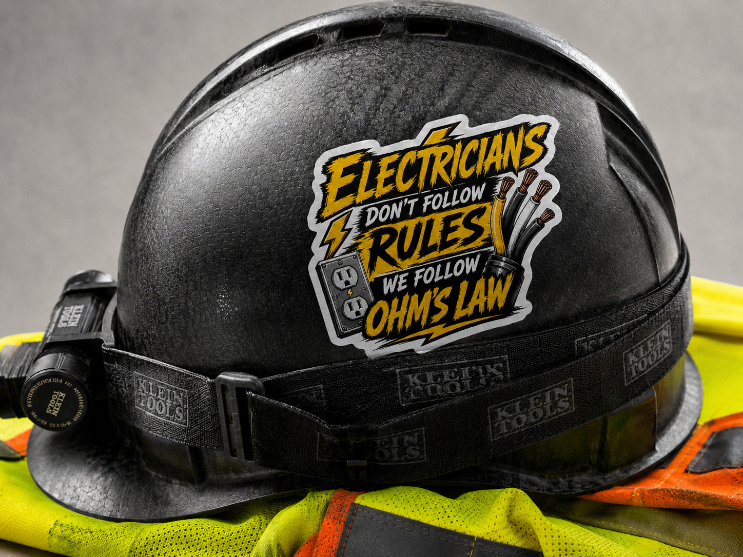 Electricians Don't Follow Rules We Follow OHM's Law Funny Electrician Vinyl Sticker