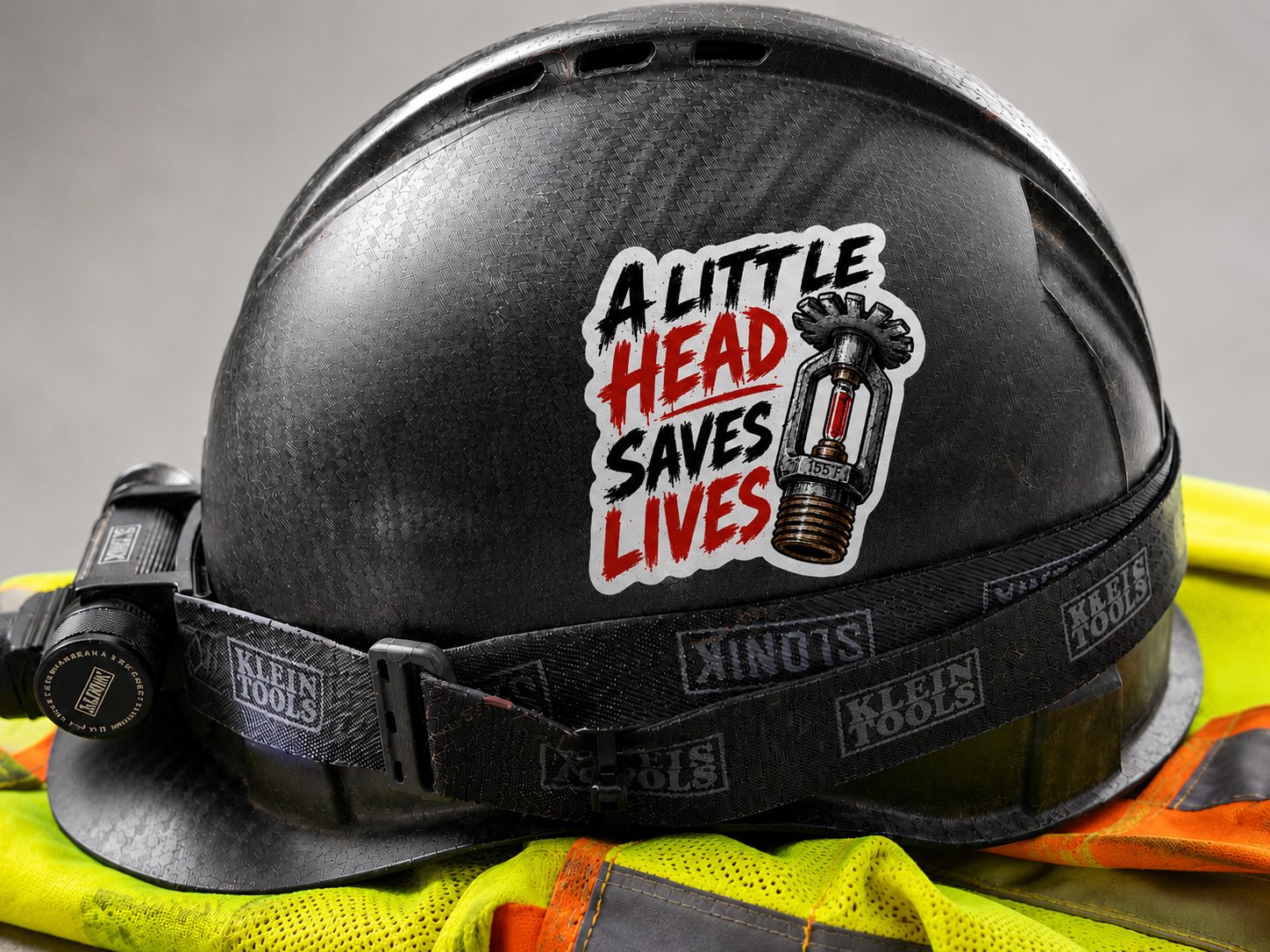 A Little Head Saves Lives Funny Sprinkler Fitter Vinyl Sticker
