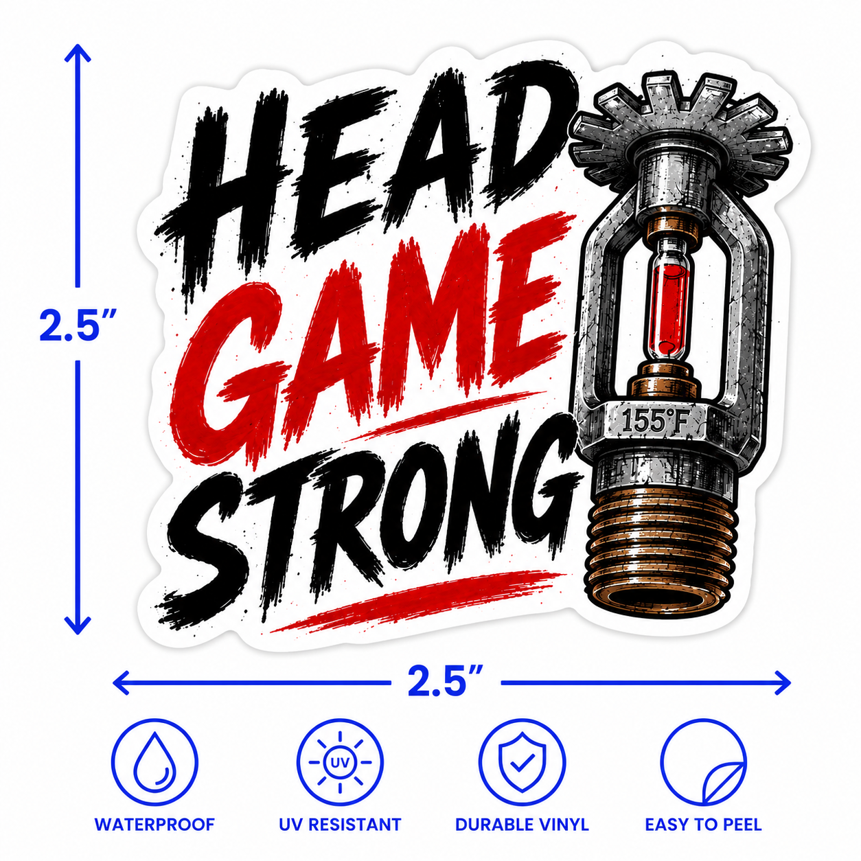 Head Game Strong Vinyl Fire Sprinkler Fitter Sticker