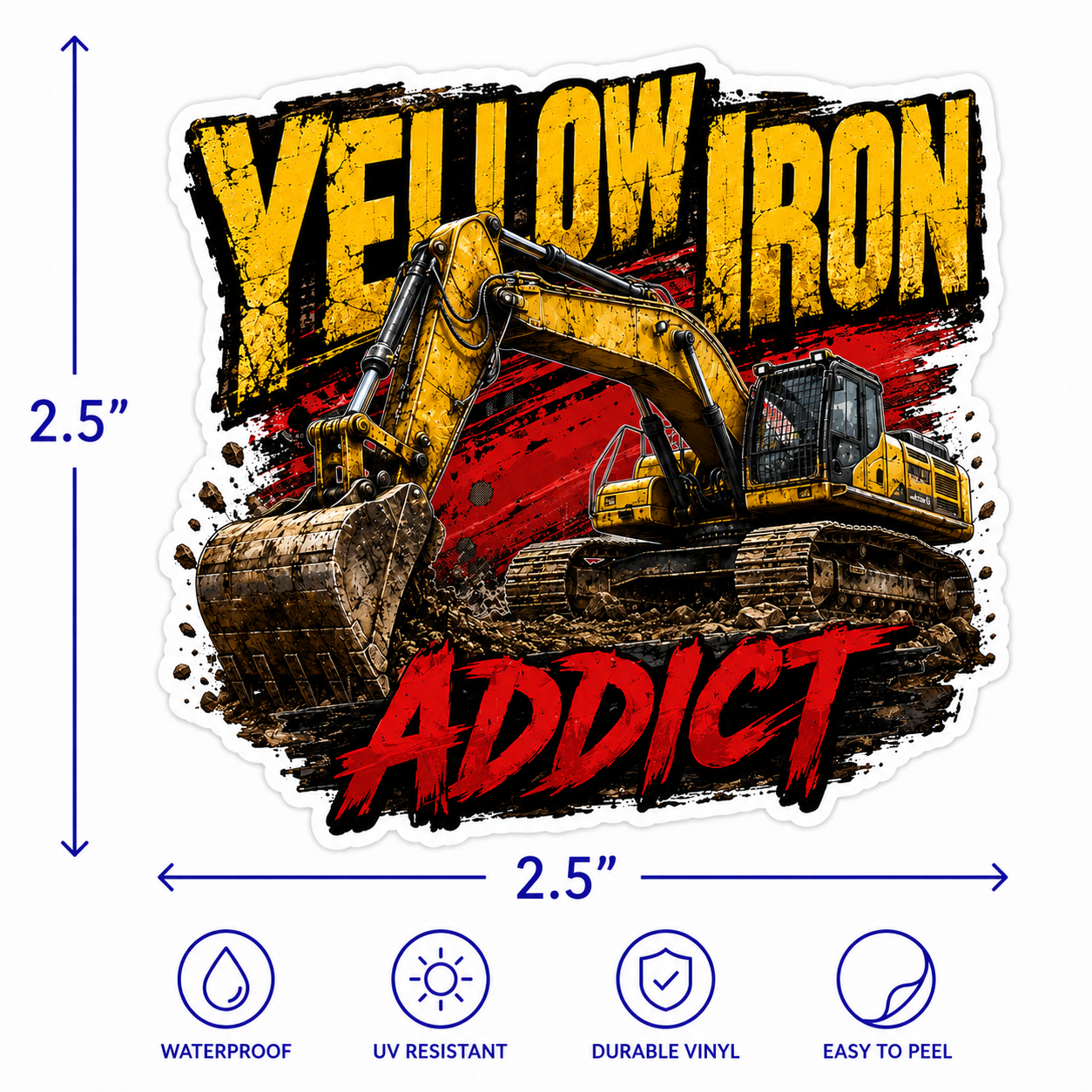 Yellow Iron Addict Operator Vinyl Sticker